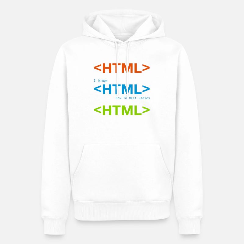 Je connais le HTML - Sweat à capuche Premium bio Homme - blanc