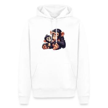 Mère chimpanzé avec enfant - Sweat à capuche Premium bio Homme - blanc - Devant - Nico (187cm)