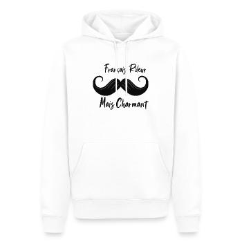 Moustache Vintage – Style Rétro et Humour - Sweat à capuche Premium bio Homme - blanc - Devant - Nico (187cm)