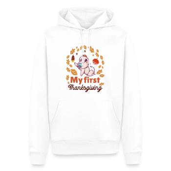 Mon premier Thanksgiving - Sweat à capuche Premium bio Homme - blanc - Devant - Nico (187cm)