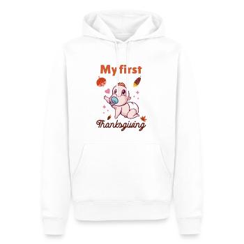 Mon premier Thanksgiving - Sweat à capuche Premium bio Homme - blanc - Devant - Nico (187cm)