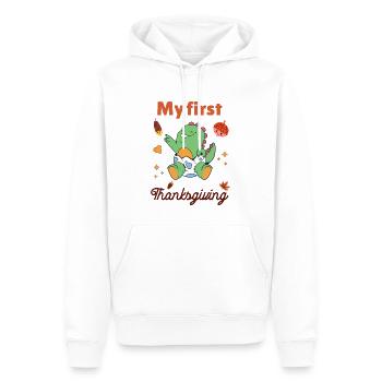 Mon premier Thanksgiving - Sweat à capuche Premium bio Homme - blanc - Devant - Nico (187cm)