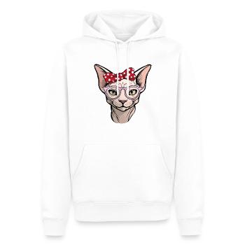Sphynx Katze Haustier Katzen Schleife Brille Tier - Männer Premium Bio Hoodie - Weiß - Vorne - Nico (187cm)