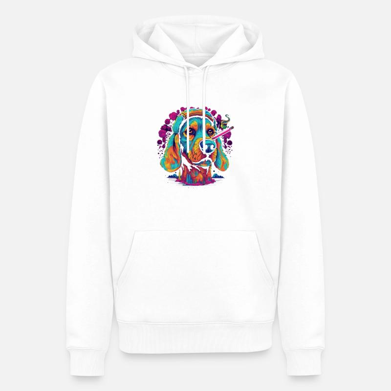 psychedelic DOG 2 - Sweat à capuche Premium bio Homme - blanc
