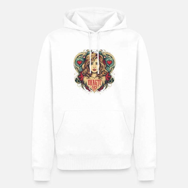 hearts pattern 7 - Sweat à capuche Premium bio Homme - blanc