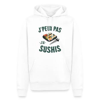 J'ai Sushis Cadeau Humour Personnalisé - Sweat à capuche Premium bio Homme - blanc - Devant - Nico (187cm)