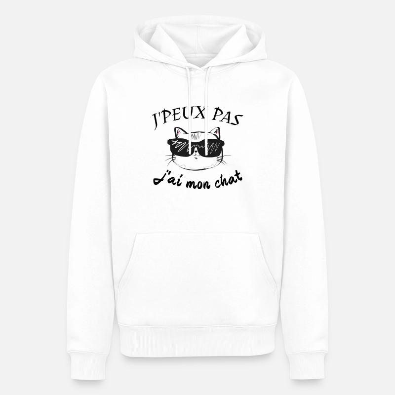 J'peux pas j'ai mon chat - Sweat à capuche Premium bio Homme - blanc
