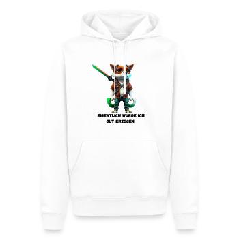 Unerwartet brav: Eigentlich gut erzogen? - Männer Premium Bio Hoodie - Weiß - Vorne - Nico (187cm)
