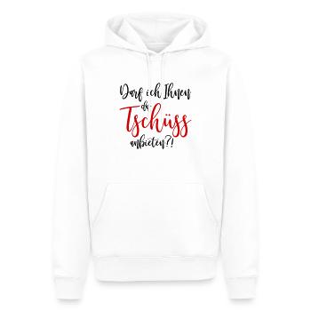Darf ich Ihnen das Tschüss anbieten - Farbwechsel - Männer Premium Bio Hoodie - Weiß - Vorne - Nico (187cm)