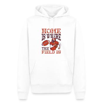 Home Wo Das Feld ist Fußball - Männer Premium Bio Hoodie - Weiß - Vorne - Nico (187cm)
