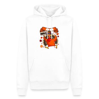 Je suis la Dinde du Milieu - Sweat à capuche Premium bio Homme - blanc - Devant - Nico (187cm)