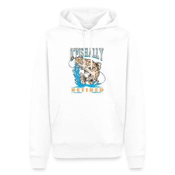 Locataire O’Fishally Retraité 2022 Pension Pêcheur pêcheur - Sweat à capuche Premium bio Homme - blanc - Devant - Nico (187cm)