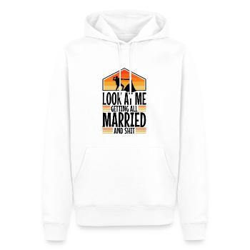 Regardez-moi me marier et merde - Sweat à capuche Premium bio Homme - blanc - Devant - Nico (187cm)