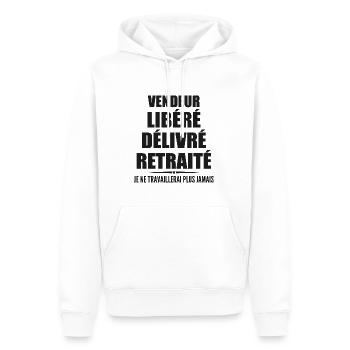 Vendeur célèbre sa retraite avec humour cadeau - Sweat à capuche Premium bio Homme - blanc - Devant - Nico (187cm)