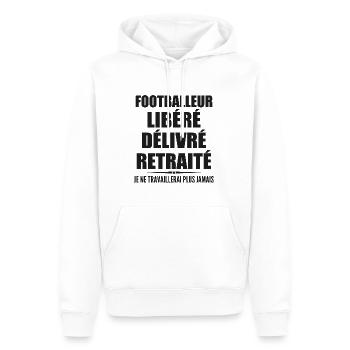 Footballeur célèbre sa retraite avec humour cadeau - Sweat à capuche Premium bio Homme - blanc - Devant - Nico (187cm)