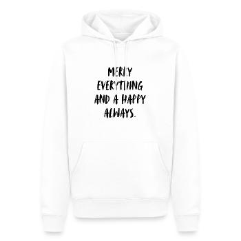 Joyeux tout à fait et toujours heureux. Content.. - Sweat à capuche Premium bio Homme - blanc - Devant - Nico (187cm)
