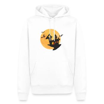 Halloween Shirt mit einer Hexe und Hexenhaus - Männer Premium Bio Hoodie - Weiß - Vorne - Nico (187cm)