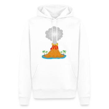 Volcan, éruption, île volcanique, lave, palmiers, montagne - Sweat à capuche Premium bio Homme - blanc - Devant - Nico (187cm)