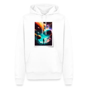 Voyage cosmique - Sweat à capuche Premium bio Homme - blanc - Devant - Nico (187cm)