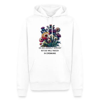 Unkraut Natur Garten Spruch Blumen Welt In Ordnung - Männer Premium Bio Hoodie - Weiß - Vorne - Nico (187cm)