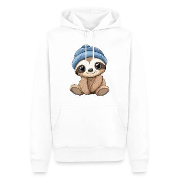Paresseux doux mignon bébé enfants animal dessin animé - Sweat à capuche Premium bio Homme - blanc - Devant - Nico (187cm)