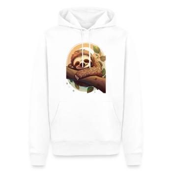 Cute sloth sleeping on a branch - Men’s Premium Organic Hoodie - white - Front - Nico (187cm)
