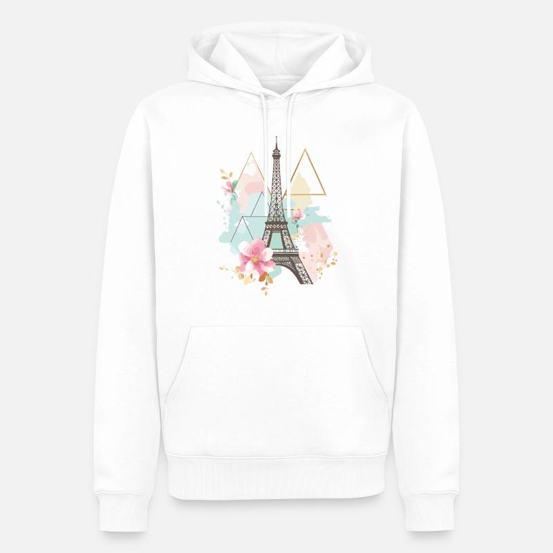Paris Eiffelturm Skyline Frankreich Bunt Kunst - Männer Premium Bio Hoodie - Weiß