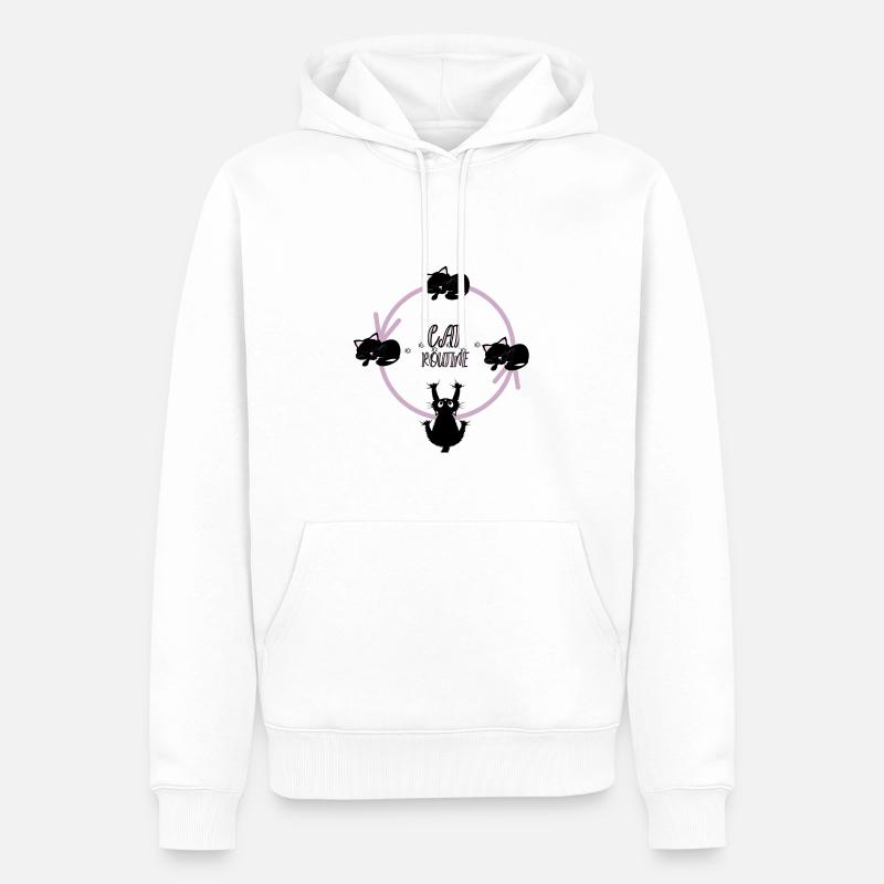 Routine chat - Sweat à capuche Premium bio Homme - blanc