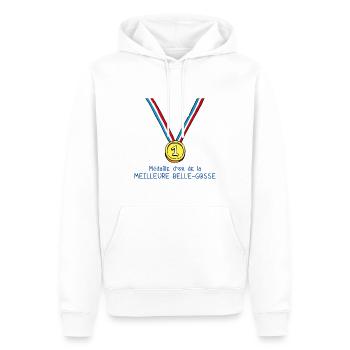T-shirt Médaille d'or de la meilleure belle-gosse - Sweat à capuche Premium bio Homme - blanc - Devant - Nico (187cm)