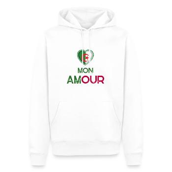 Logo Algérie Mon Amour - Sweat à capuche Premium bio Homme - blanc - Devant - Nico (187cm)