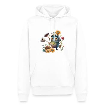 Cute robot in the garden - Men’s Premium Organic Hoodie - white - Front - Nico (187cm)