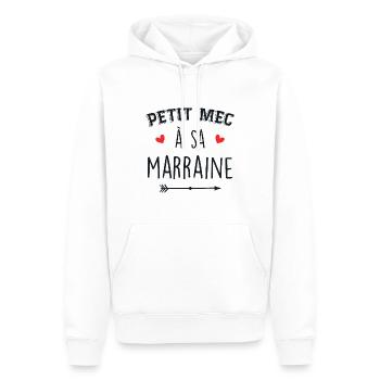 Petit mec à sa marraine - Sweat à capuche Premium bio Homme - blanc - Devant - Nico (187cm)