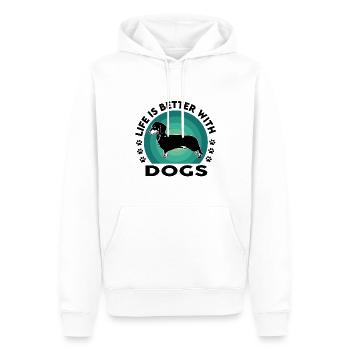 Dog Hund Dackel Life is better - Männer Premium Bio Hoodie - Weiß - Vorne - Nico (187cm)