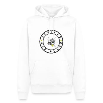 boule logo carreau sur place gelb - Männer Premium Bio Hoodie - Weiß - Vorne - Nico (187cm)