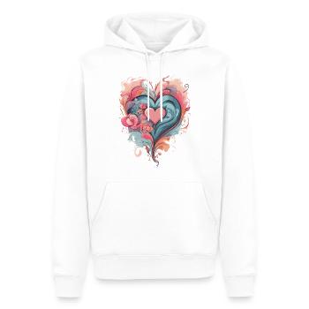CŒURS DE LA SAINT-VALENTIN, POUR LES AMOUREUX ET LES COUPLES 2024 - Sweat à capuche Premium bio Homme - blanc - Devant - Nico (187cm)