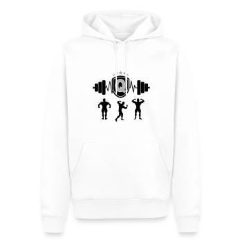 Bodybuilding Gym Name Buchstabe Training Q - Männer Premium Bio Hoodie - Weiß - Vorne - Nico (187cm)