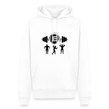 Bodybuilding Gym Name Buchstabe Training E - Männer Premium Bio Hoodie - Weiß - Vorne - Nico (187cm)