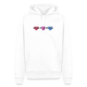 LOVE IS FOR ALL - Männer Premium Bio Hoodie - Weiß - Vorne - Nico (187cm)