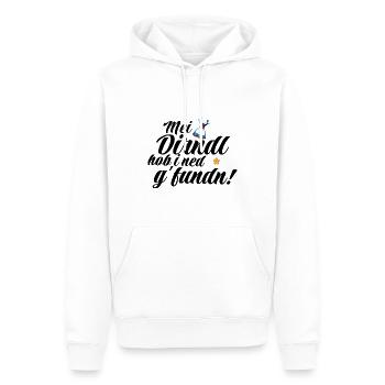 Dirndl | Mei Dirndl hob i ned g'fundn - Männer Premium Bio Hoodie - Weiß - Vorne - Nico (187cm)