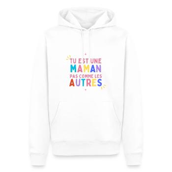 Tu est une maman pas comme les autres - Sweat à capuche Premium bio Homme - blanc - Devant - Nico (187cm)