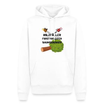 lustiger Holzfäller Baumschubser Waldarbeiter Logo - Männer Premium Bio Hoodie - Weiß - Vorne - Nico (187cm)