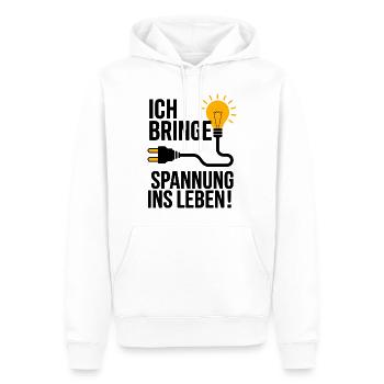 I bring excitement to life - Men’s Premium Organic Hoodie - white - Front - Nico (187cm)