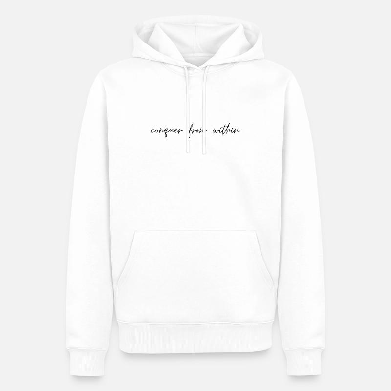 quote conquer from within - Männer Premium Bio Hoodie - Weiß