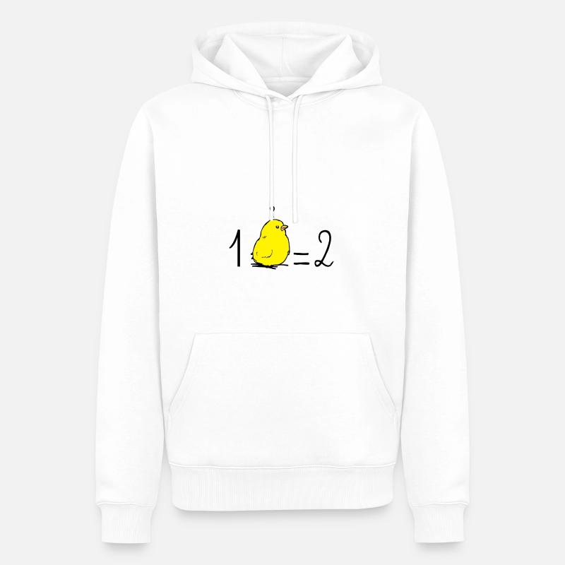 Un poussin égale deux ! (maths, école) - Sweat à capuche Premium bio Homme - blanc