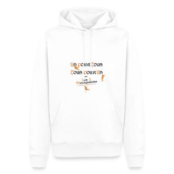 LES 3 MOUSQUETONS ! (escalade, alpinisme) noir - Sweat à capuche Premium bio Homme - blanc - Devant - Nico (187cm)