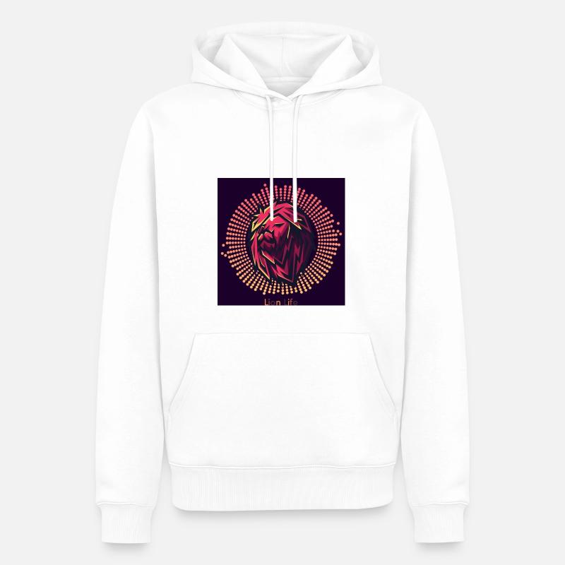 Lion Life Sticker - Sweat à capuche Premium bio Homme - blanc