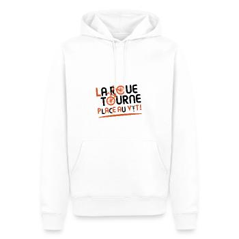 LA ROUE TOURNE, PLACE AU VTT ! (vélo) - Sweat à capuche Premium bio Homme - blanc - Devant - Nico (187cm)