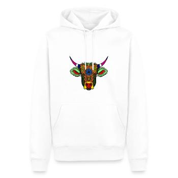 Mandala Kuh 001sehr bunt - Männer Premium Bio Hoodie - Weiß - Vorne - Nico (187cm)