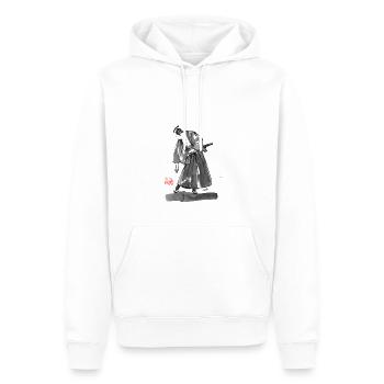 samurai checking his zoori - Men’s Premium Organic Hoodie - white - Front - Nico (187cm)
