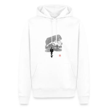 samurai and storke - Sweat à capuche Premium bio Homme - blanc - Devant - Nico (187cm)